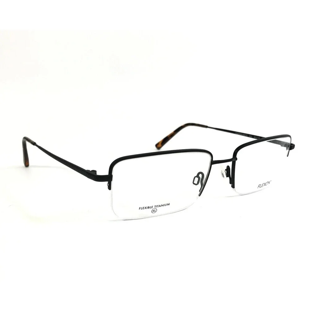 Flexon Eyeglasses Frames H6073 002 Satin Black Matte Titanium 56-18-145